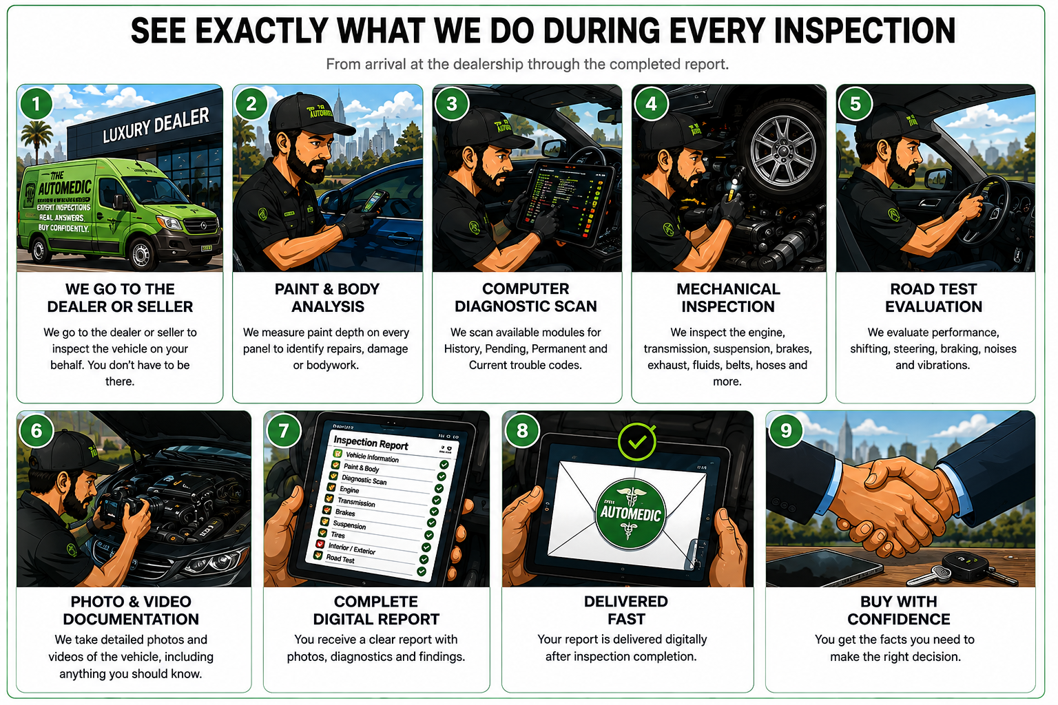 See exactly what The AutoMedic does during every pre-purchase inspection